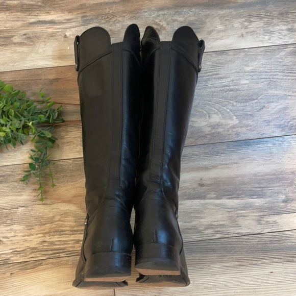 Frye-Melissa Button Black Leather Zip-up Tall Equestrian Riding Boots Sz 8 - Picture 7 of 16